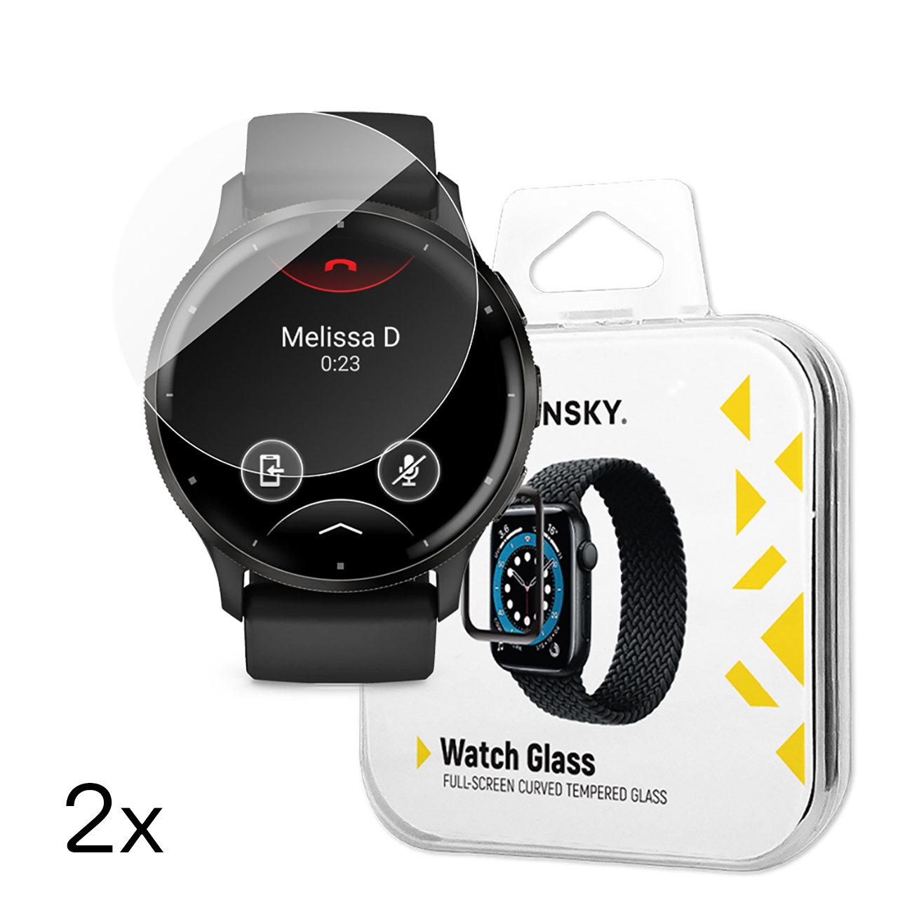 Wozinsky Full Glue Karkaistu lasi Garmin Venu 3 45mm:lle (2 kpl)