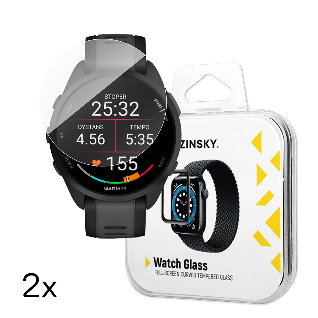 Wozinsky Full Glue Karkaistu lasi Garmin Forerunner 165:lle (2 kpl)