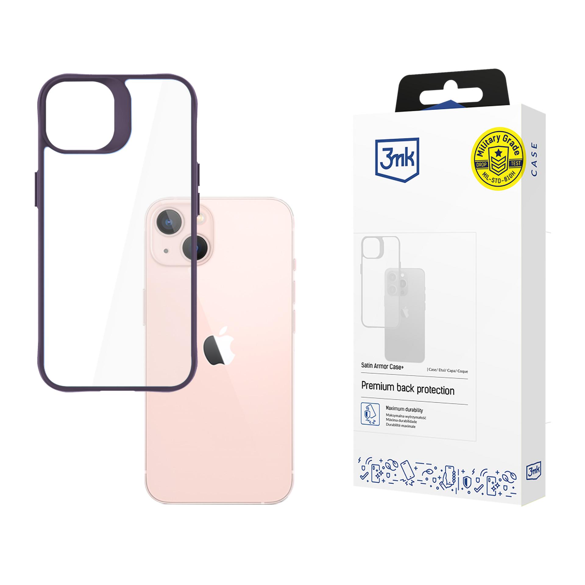 3mk Satin Armor Case+ Purple Suojakuori Apple iPhone 14:lle - läpinäkyvä