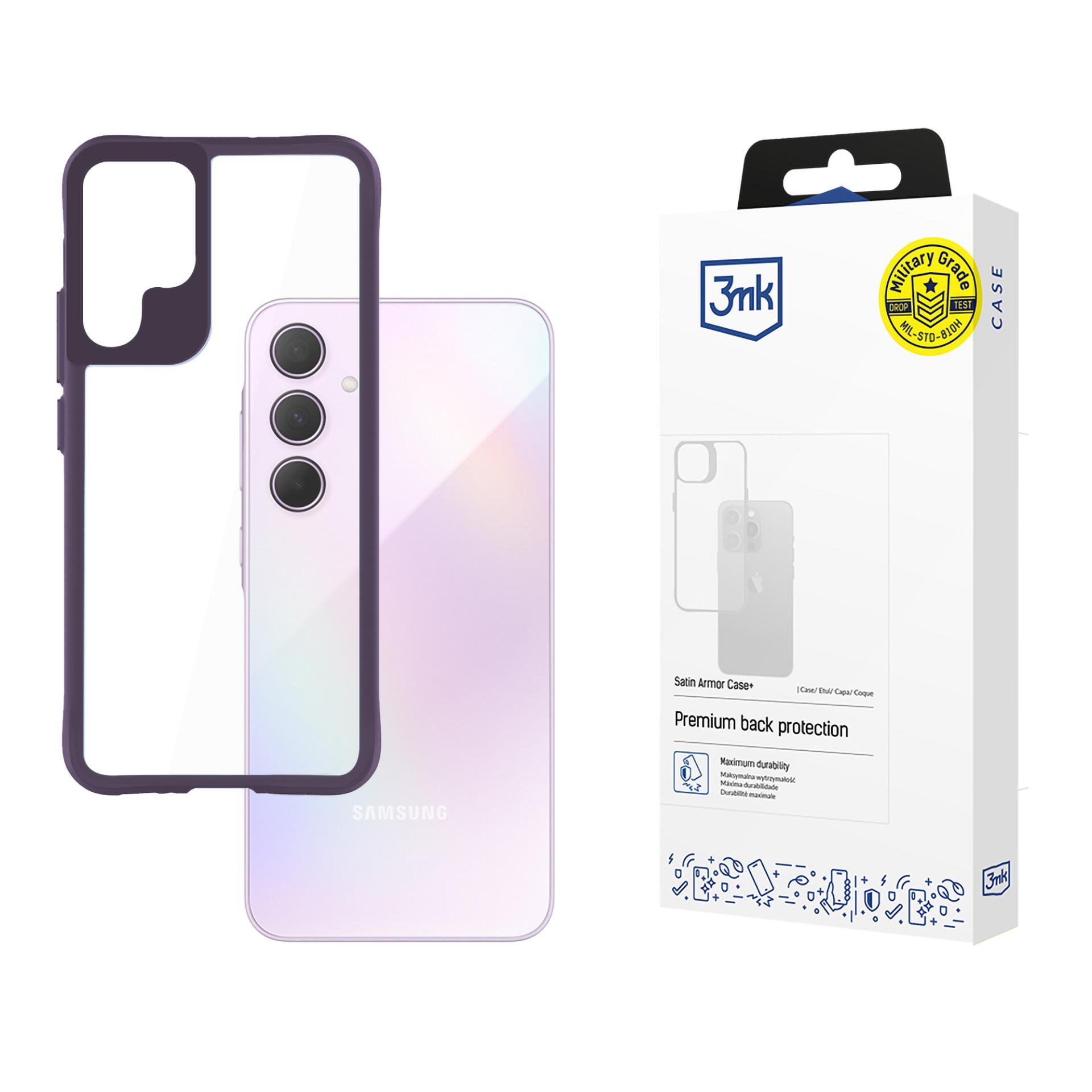 3mk Satin Armor Case+ Purple Suojakuori Samsung Galaxy A35 5G:lle - läpinäkyvä