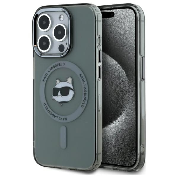 Karl Lagerfeld KLHMP15LHLSCHK iPhone 15 Pro 6.1" musta/musta kovakuori IML Metal Choupette Head MagSafe