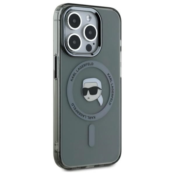 Karl Lagerfeld KLHMP15LHLSKIK iPhone 15 Pro 6.1" musta/musta kovakuori IML Metal Karl Head MagSafe