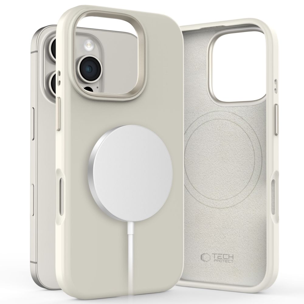 Tech-Protect Silicone PU MagSafe iPhone 16 Pro Suojakuori - beige