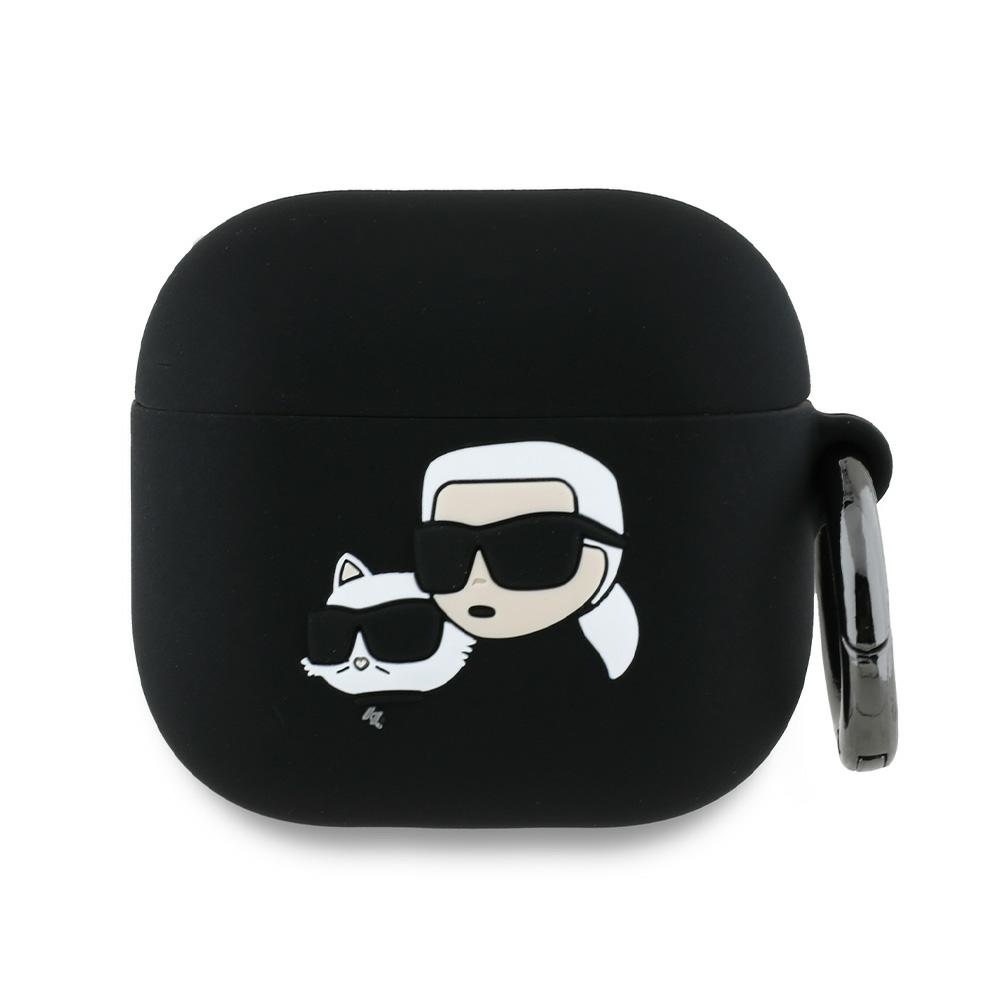 Karl Lagerfeld Silikoninen Karl & Chaupette Head 3D Suojakuori AirPods 4 - Musta