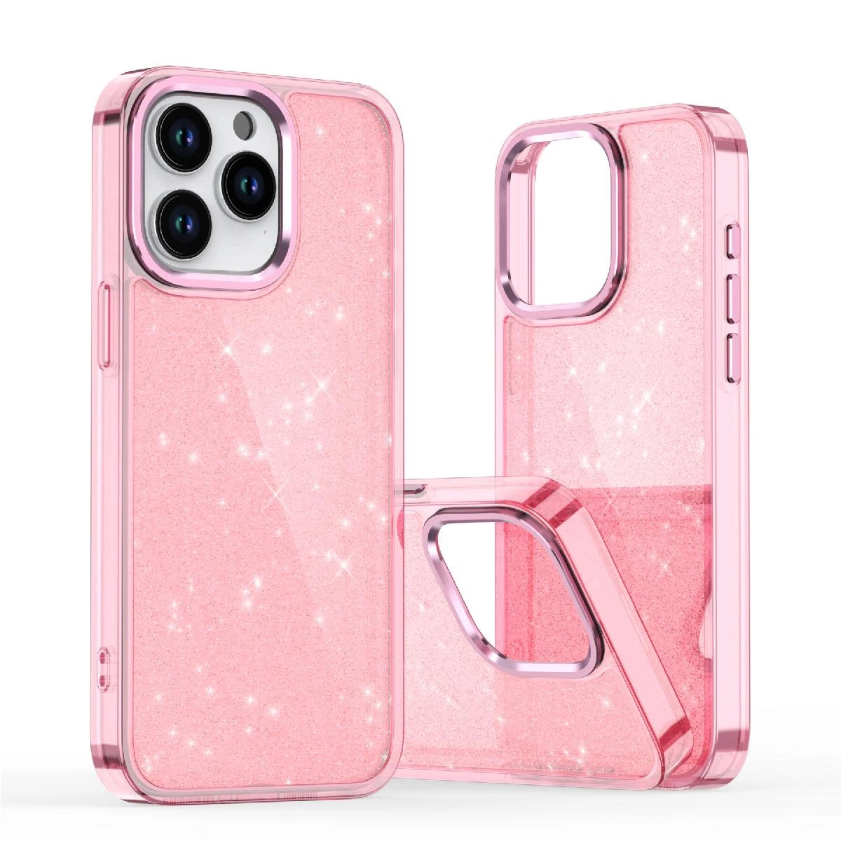 Glitter Suojakuori iPhone 16e / 17e:lle - vaaleanpunainen