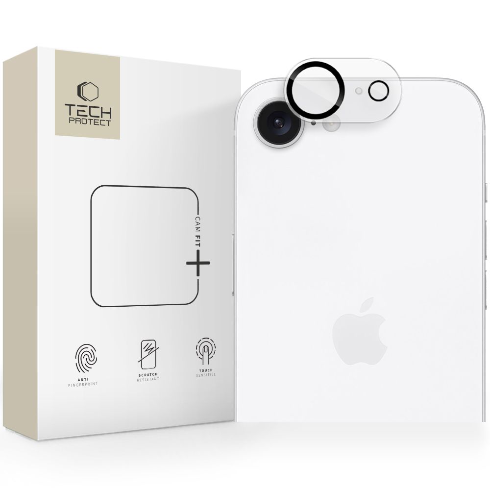 Tech-Protect Cam Fit+ kamerasuoja iPhone 16e / 17e:lle - läpinäkyvä