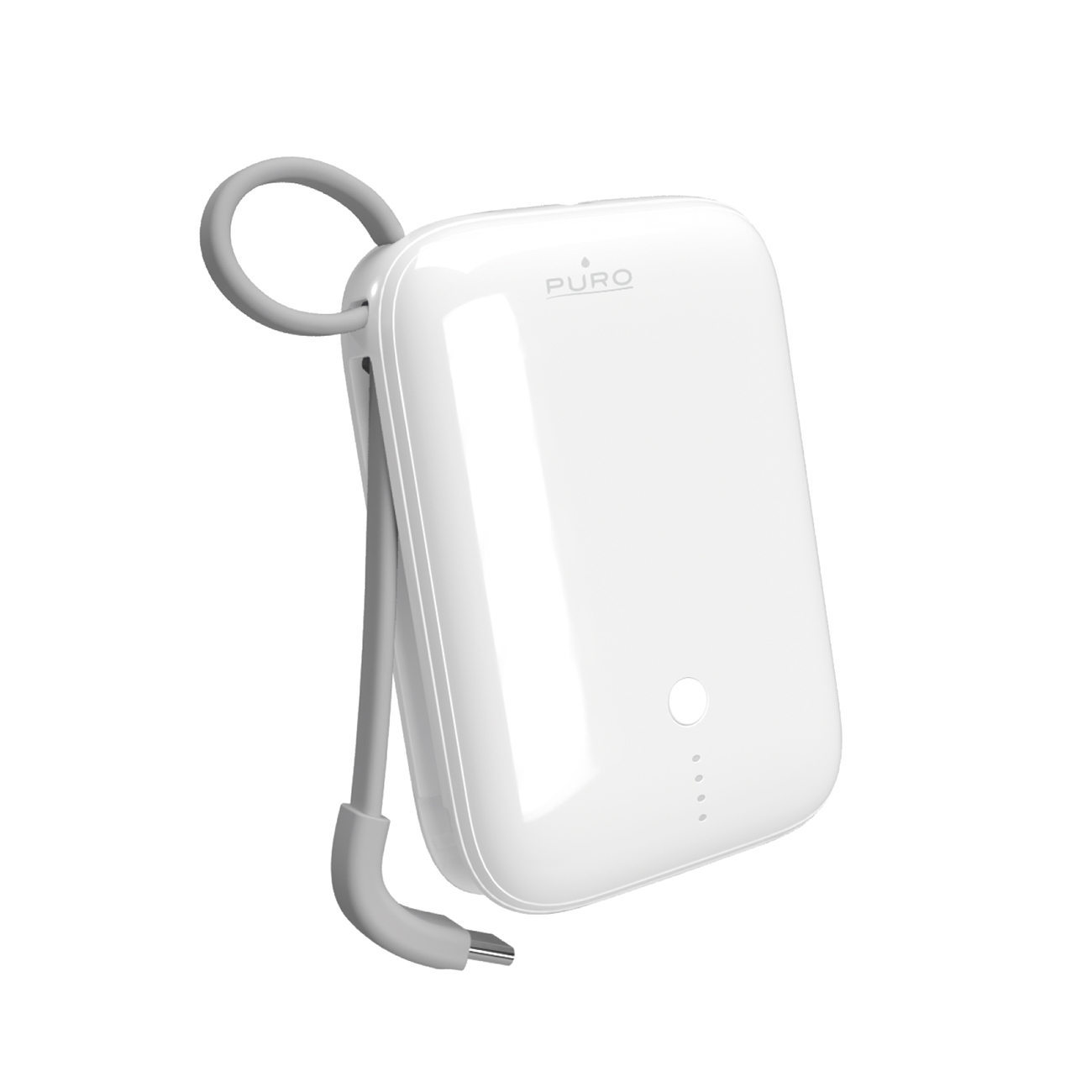 Puro Power Link 10 Plus 10000mAh tehopankki sisäänrakennetulla USB-C-kaapelilla - valkoinen