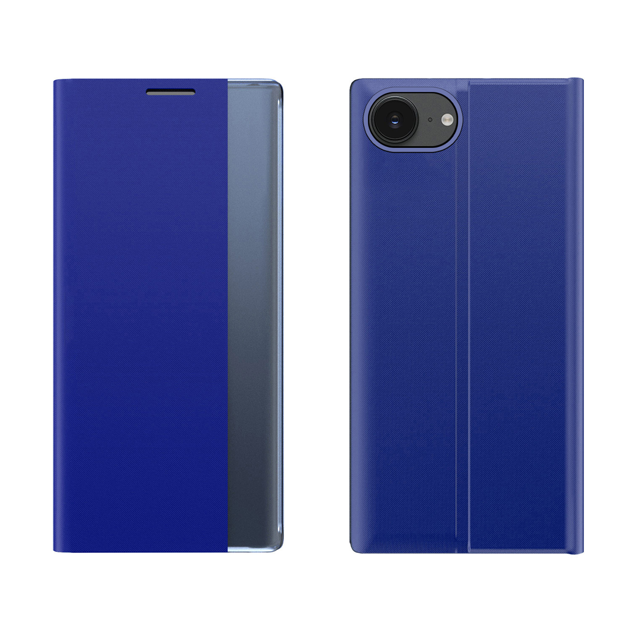New Sleep Case iPhone 16e / 17e:lle läpällä ja jalustalla - sininen
