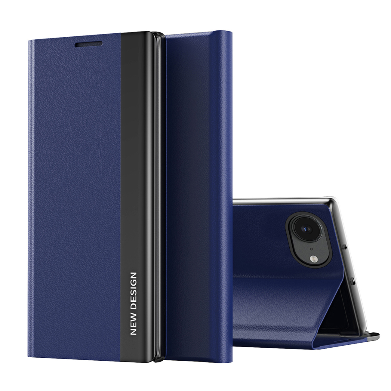 Sleep Case Pro iPhone 16e / 17e:lle läpällä ja jalustalla - sininen