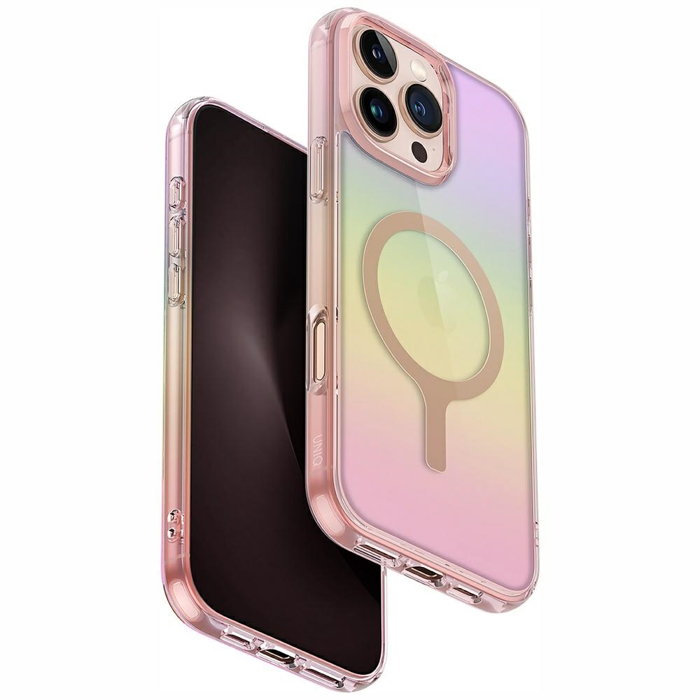 Uniq Iridescia Magclick Lataus Suojakuori iPhone 16 Pro Max:lle - Vaaleanpunainen