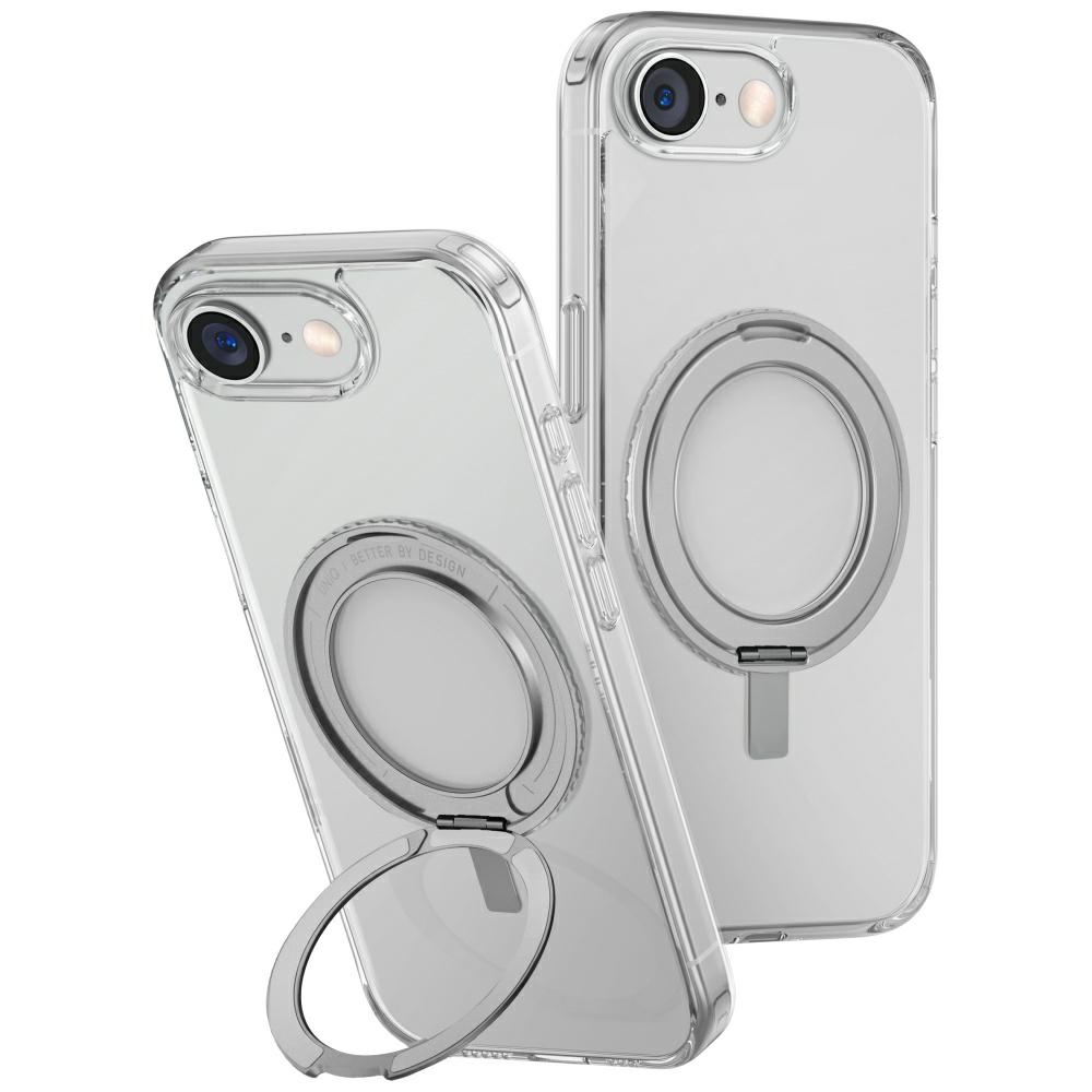 Uniq Swivix 360 Pyörivä Jalusta Suojakuori iPhone 16e:lle - Läpinäkyvä