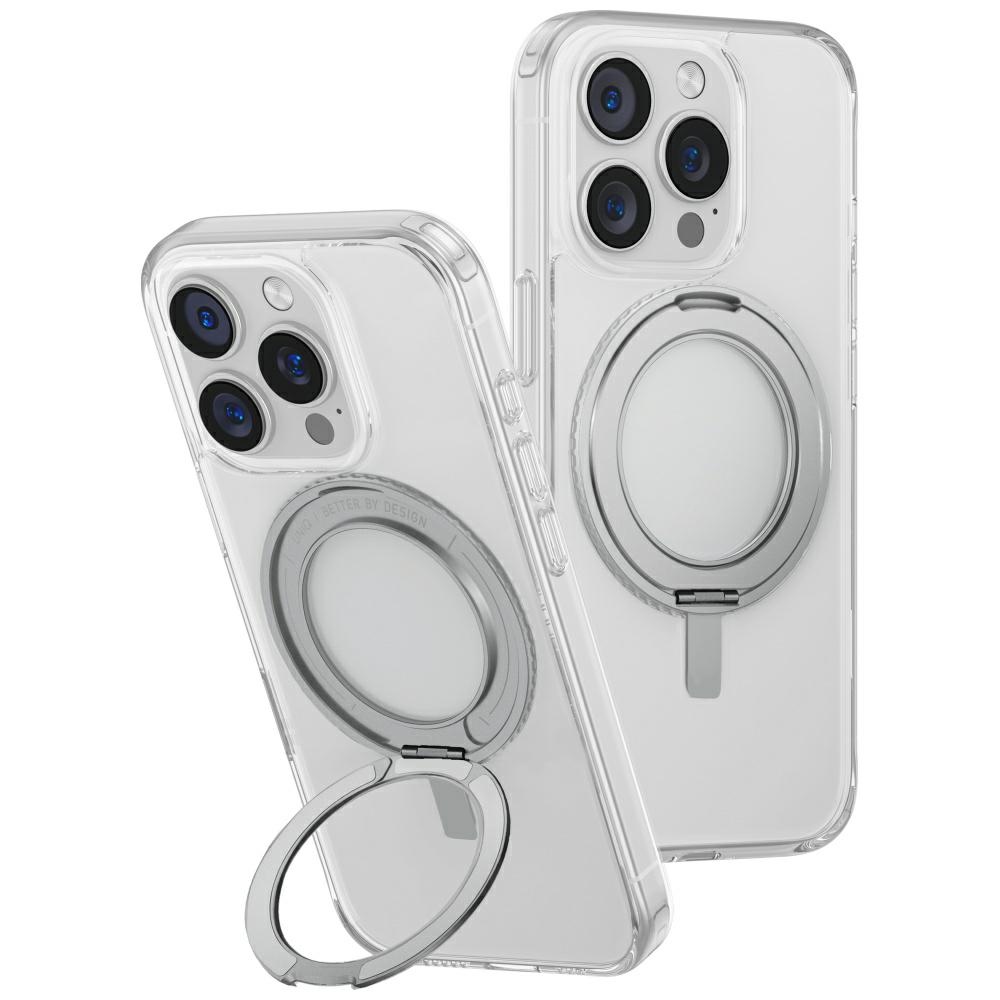 Uniq Swivix 360 Pyörivä Jalusta Suojakuori iPhone 16 Pro:lle - Läpinäkyvä