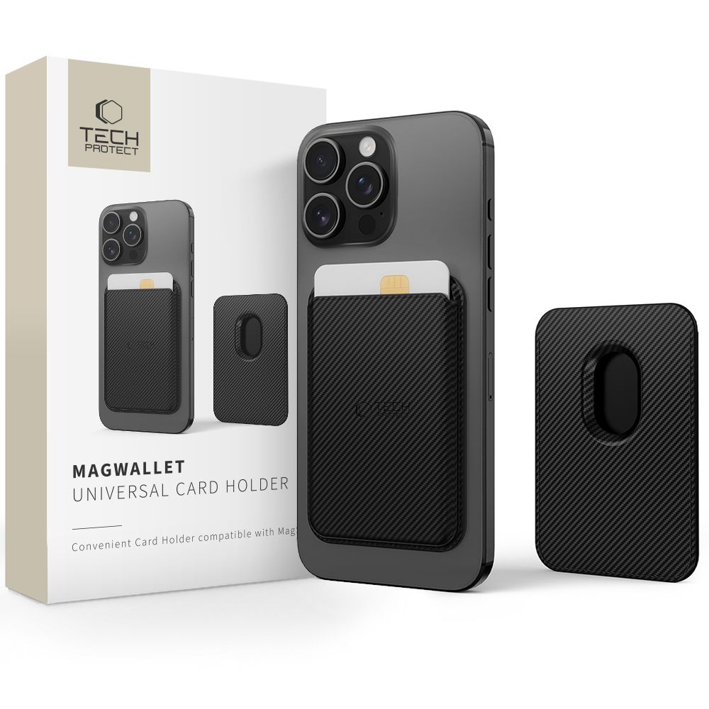 Tech-Protect MagWallet Magsafe Suojakuori universaalilla magneettisella kortti- tai asiakirjapidikkeellä - Musta