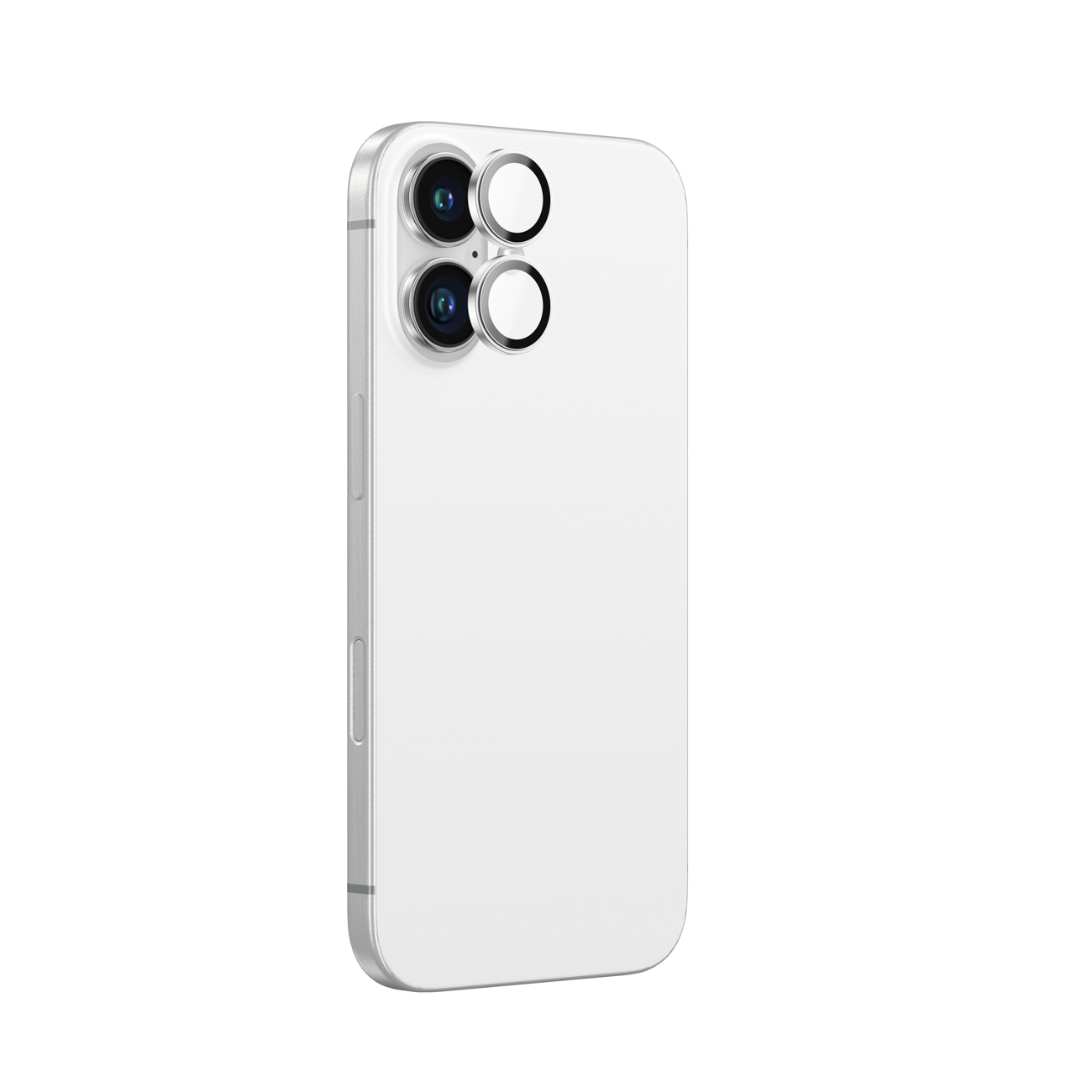 AmazingThing AR Aluminum 2 Lens Glass Kameran Linssin Kehyksellä iPhone 16 / 16 Plus:lle - valkoinen