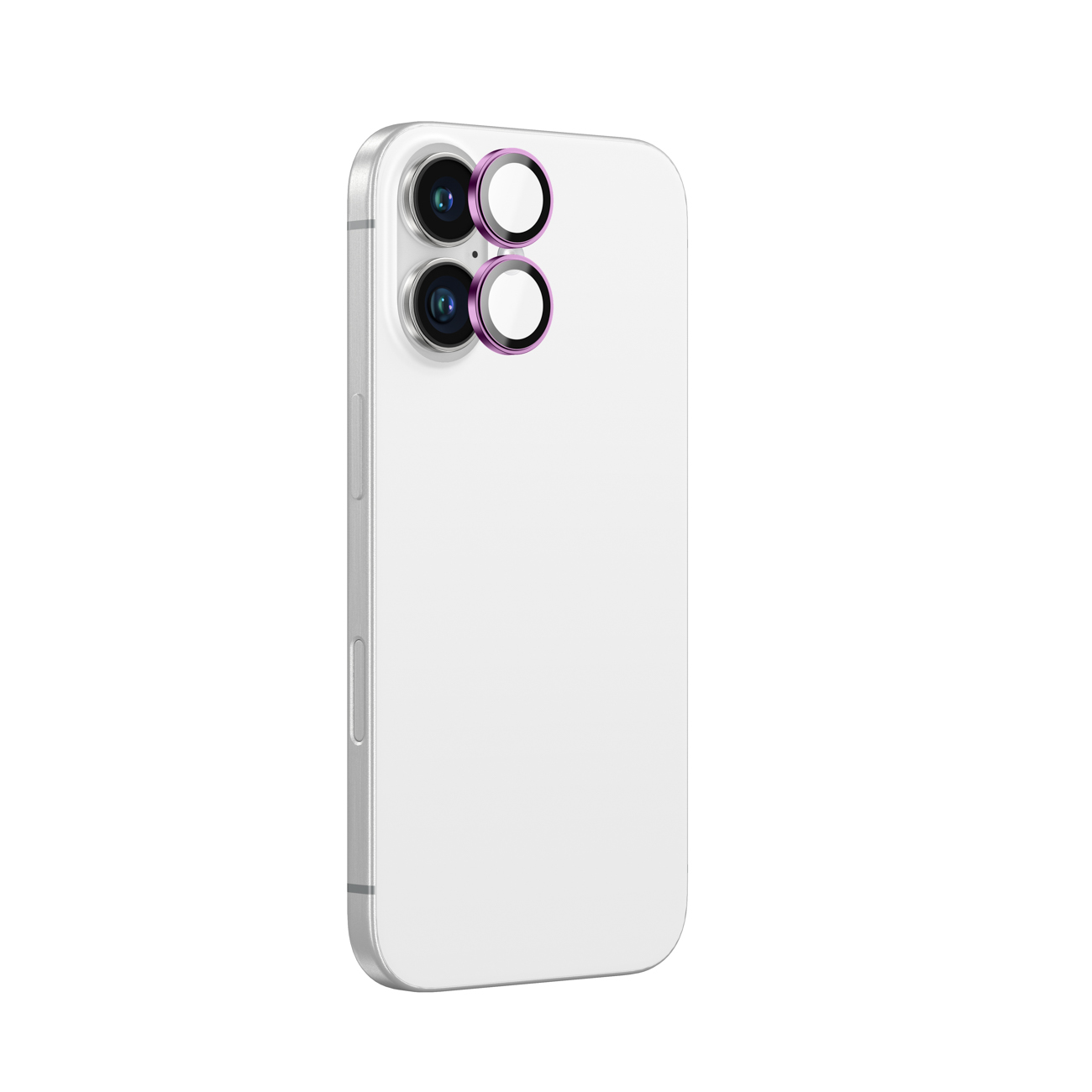 AmazingThing AR Aluminum 2 Lens Glass kameralinssikehyksellä iPhone 16 / 16 Plus:lle - vaaleanpunainen