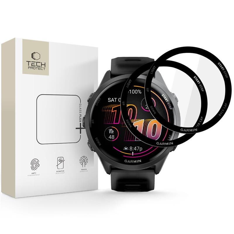 Tech-Protect Glass Flex+ 2 kpl hybridilasi Garmin Forerunner 970 / 570 47 mm:lle - musta