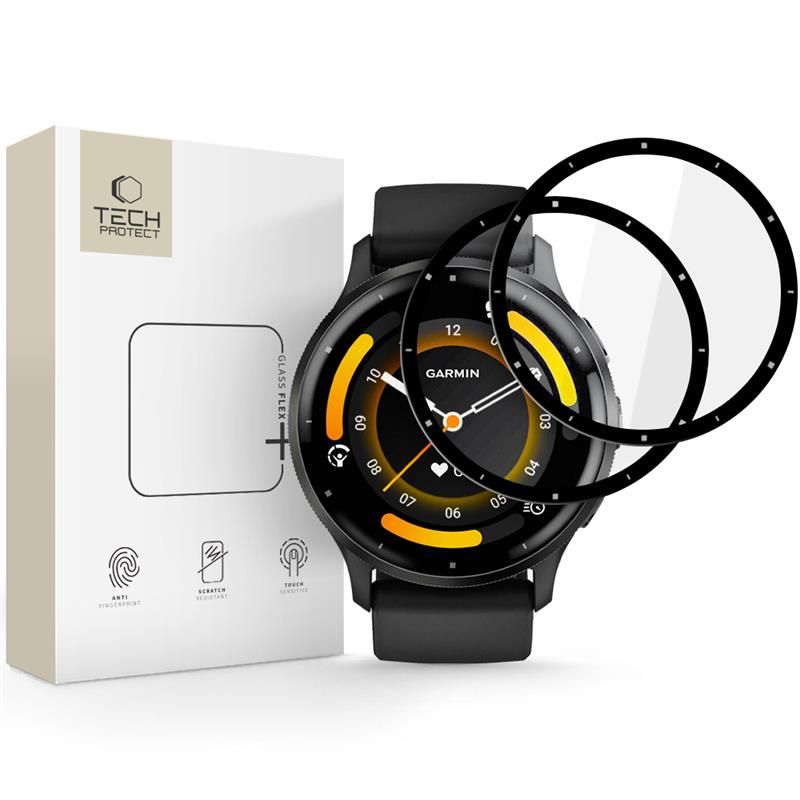 Tech-Protect Glass Flex+ 2 kpl hybridilasi Garmin Venu 3:lle - musta