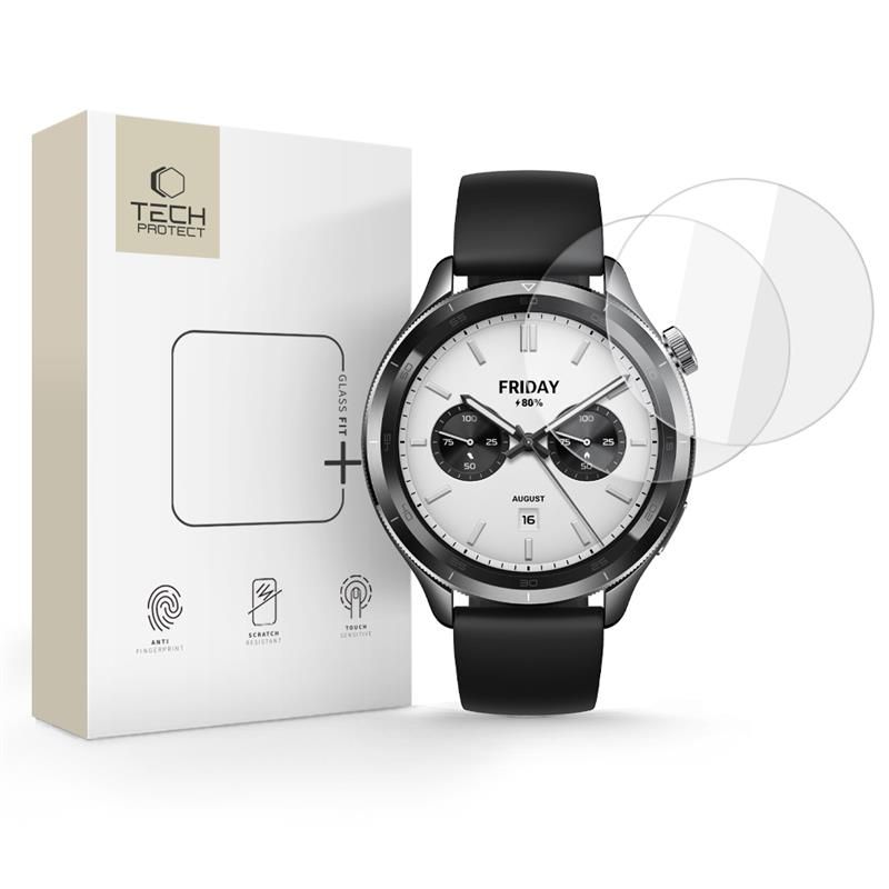 Tech-Protect Glass Fit+ 2 kpl karkaistu lasi Xiaomi Watch S4:lle - läpinäkyvä