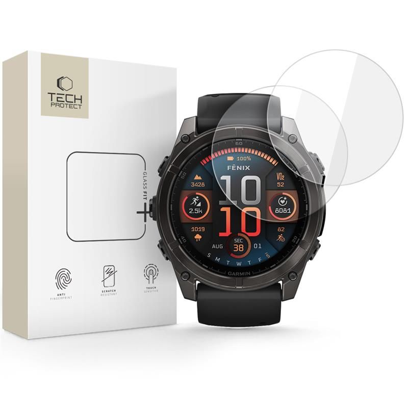 Tech-Protect Glass Fit+ 2-pack tempered glass for Garmin Fenix 8 51mm - clear
