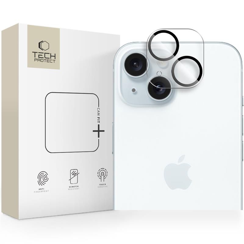 Tech-Protect Cam Fit+ kamerasuoja iPhone 14 / 14 Plus / 15 / 15 Plus:lle - kirkas