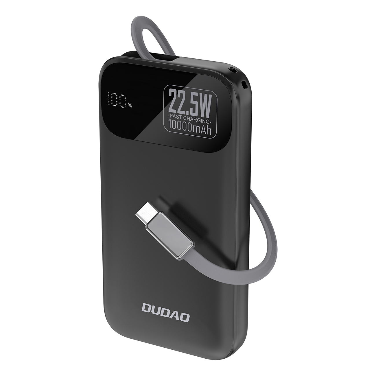 Dudao K31 10000 mAh 22.5W PD Powerbank sisäänrakennetulla kaapelilla - musta
