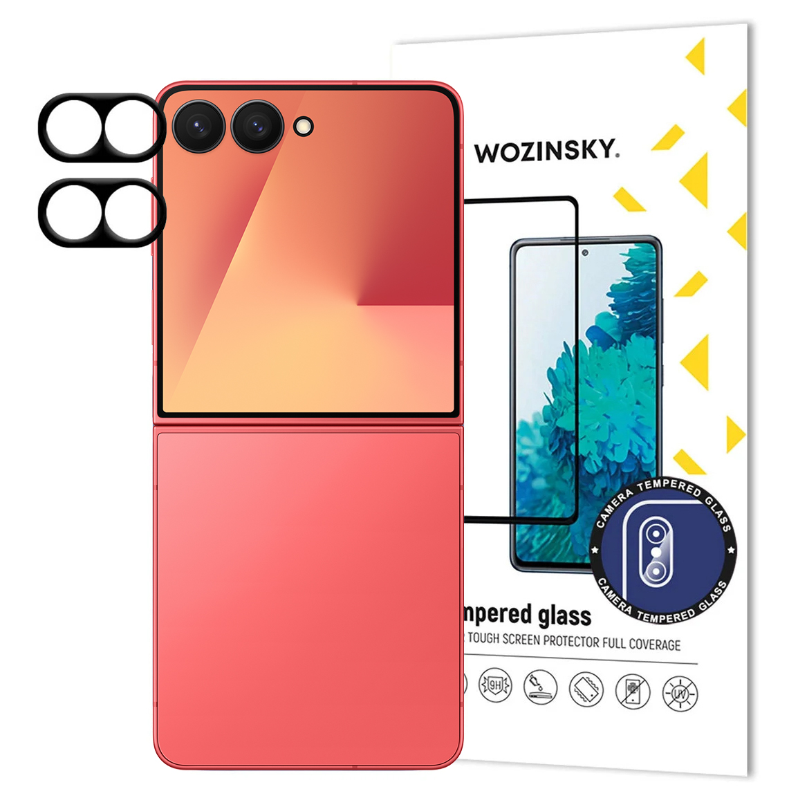 Black Wozinsky Full Camera Glass for Samsung Galaxy Z Flip 7, Set of 2