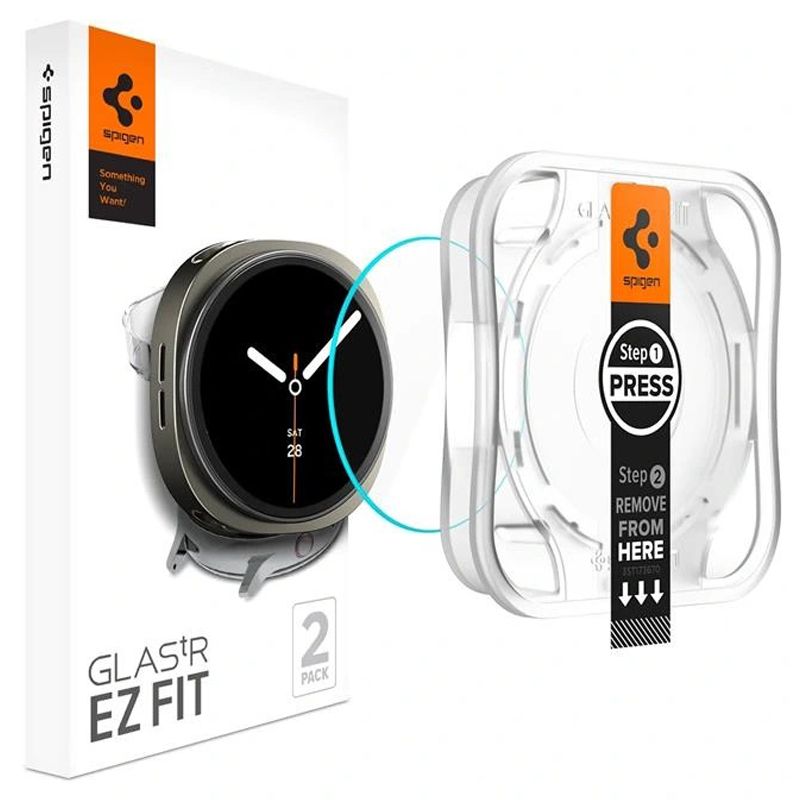 Spigen Glas.TR Ez-Fit Karkaistu lasi Samsung Galaxy Watch 8 44mm:lle - Läpinäkyvä