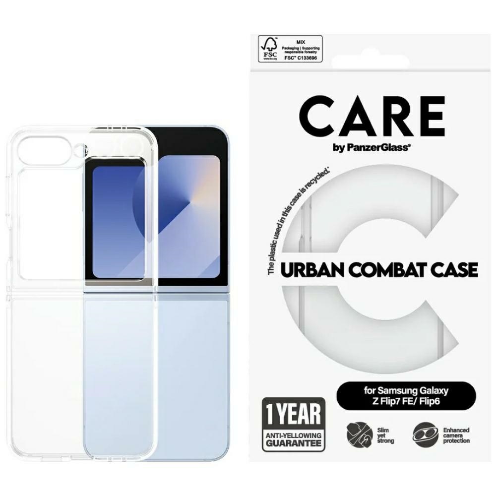 CARE by PanzerGlass Flagship Urban Combat suojakuori Samsung Galaxy Z Flip 7 FE / Flip 6 - läpinäkyvä