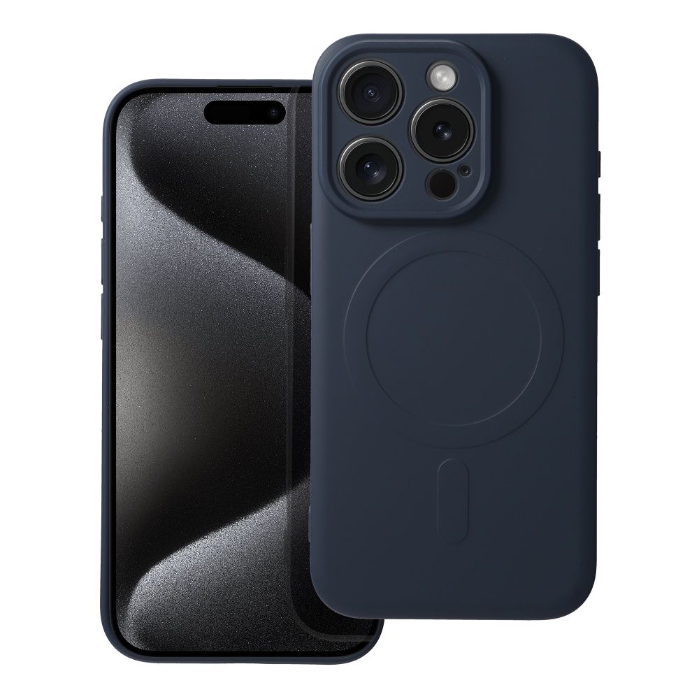 Silikoninen Mag Cover iPhone 15 PRO:lle yhteensopiva MagSafen kanssa titaanisininen