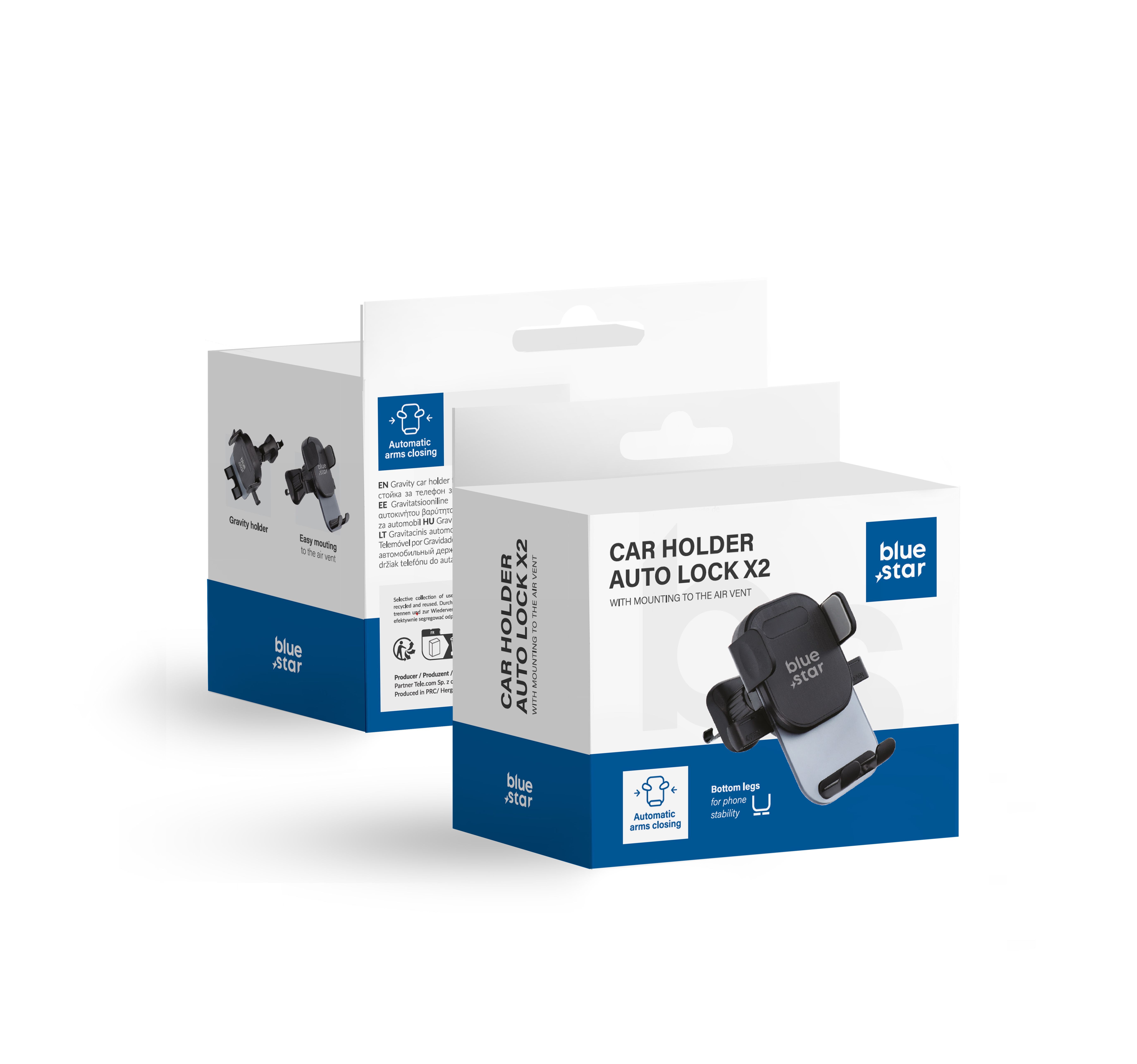 Autopidike puhelimelle Blue Star Auto Lock X2 tuuletusaukkoon musta