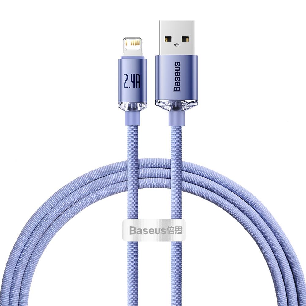 Baseus Crystal Shine USB - Lightning kaapeli 1,2 m 2,4A (violetti) CAJY000005