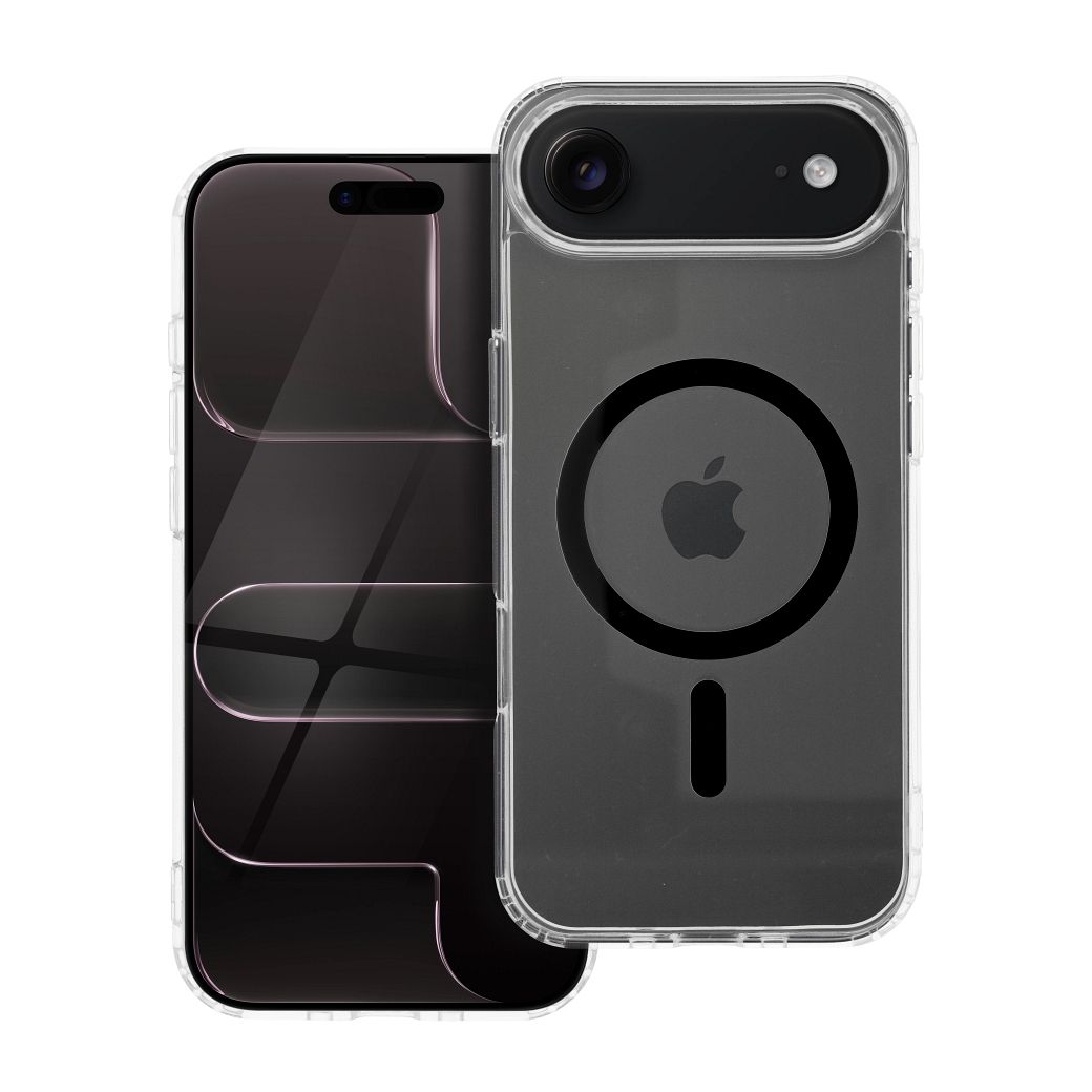Suojakuori iPhone 17 AIR:lle Drop Glue Colorful Ring Mag Cover MagSafe-yhteensopiva musta