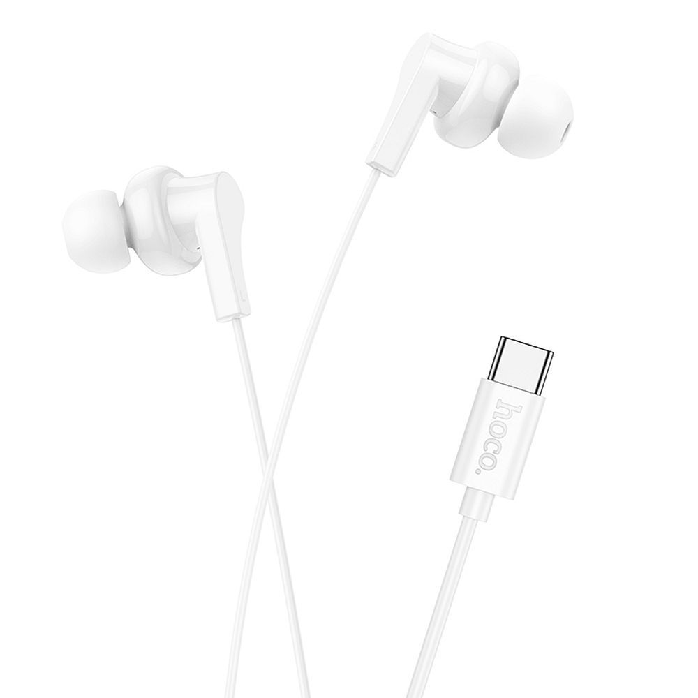 Hoco M114 langalliset nappikuulokkeet USB-C mikrofonilla - valkoinen
