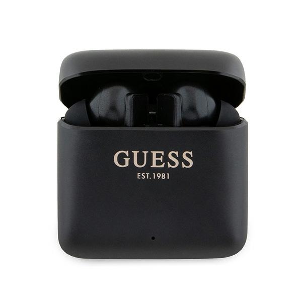 Guess Bluetooth-kuulokkeet GUTWSSU20ALEGK TWS + latausasema musta Printed Logo