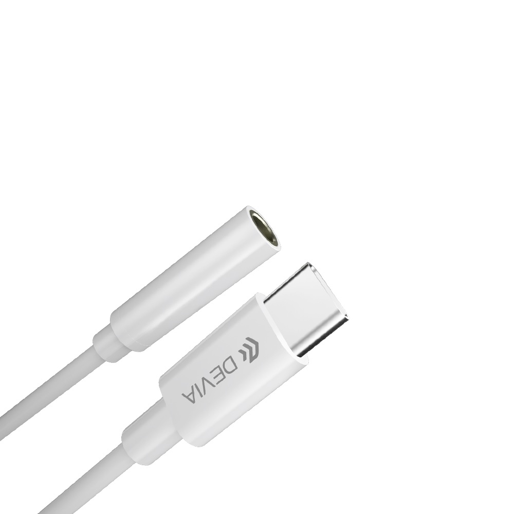 Devia adapteri EC608 USB-C - 3,5 mm liitäntä valkoinen