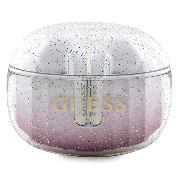 Guess Glitter Gradient TWS Bluetooth-kuulokkeet + telakka-asema - vaaleanpunainen