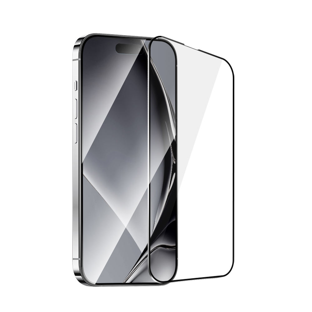 Karkaistu lasi metallireunuksella iPhone 14 Pro 6,1:lle musta reunus