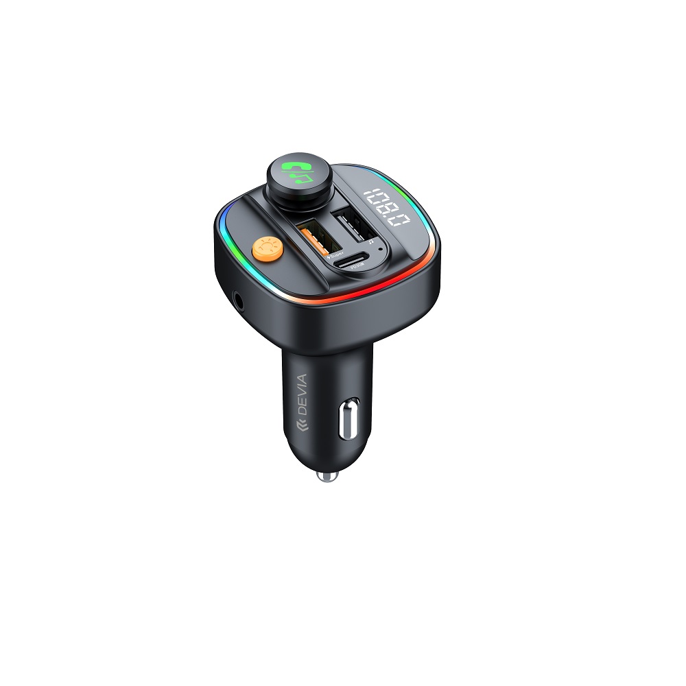 Devia Smart Bluetooth MP3 FM-lähetin auton laturi PD 30W 1x USB-C 2x USB 3A musta