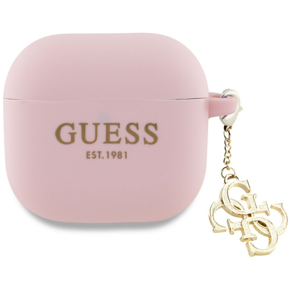 Guess AirPods 4 silikoninen 4G Charm suojakuori - vaaleanpunainen