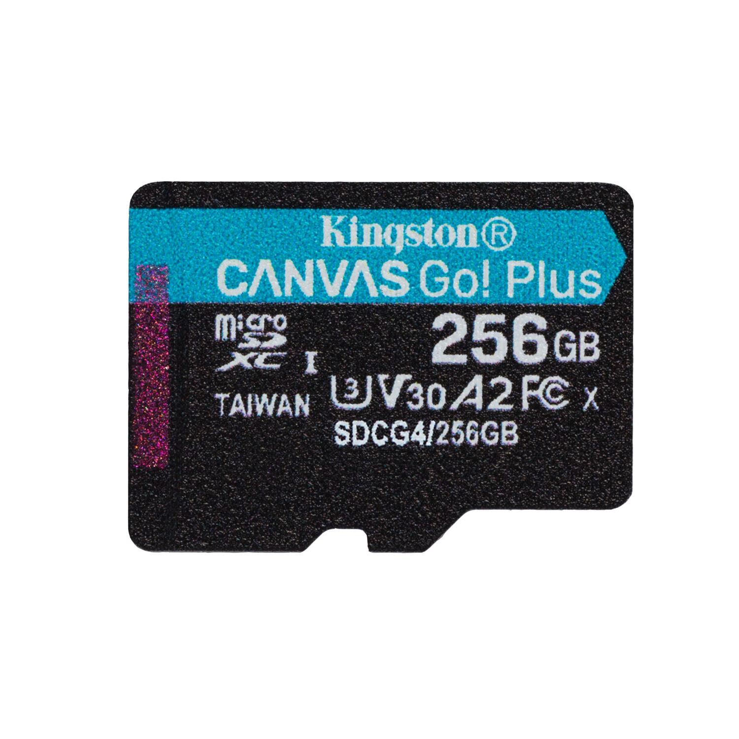 Kingston muistikortti 256GB microSDXC Canvas Go Plus Gen4 200R A2 U3 Single Pack w/o ADP