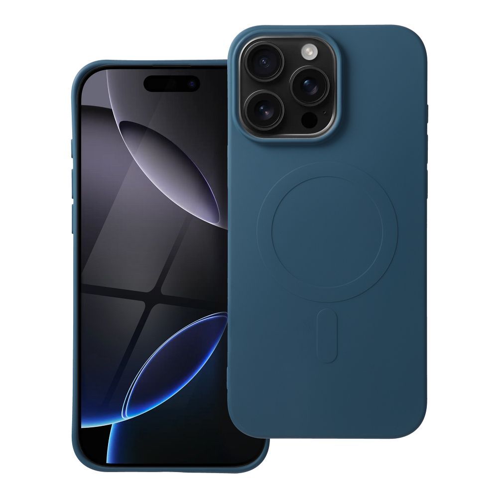 Silikoninen Mag Cover (iso reikä) (MagSafe) iPhone 16 Pro Max:lle laivastonsininen