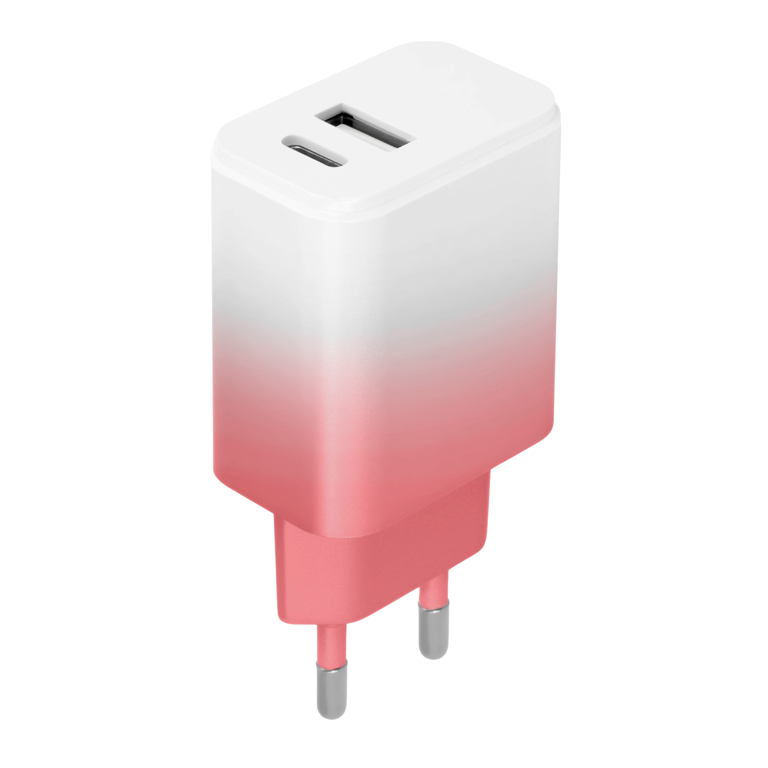 Setty laturi USB + USB-C 20W LSIG-AC-20 valkoinen-pinkki liukuväri