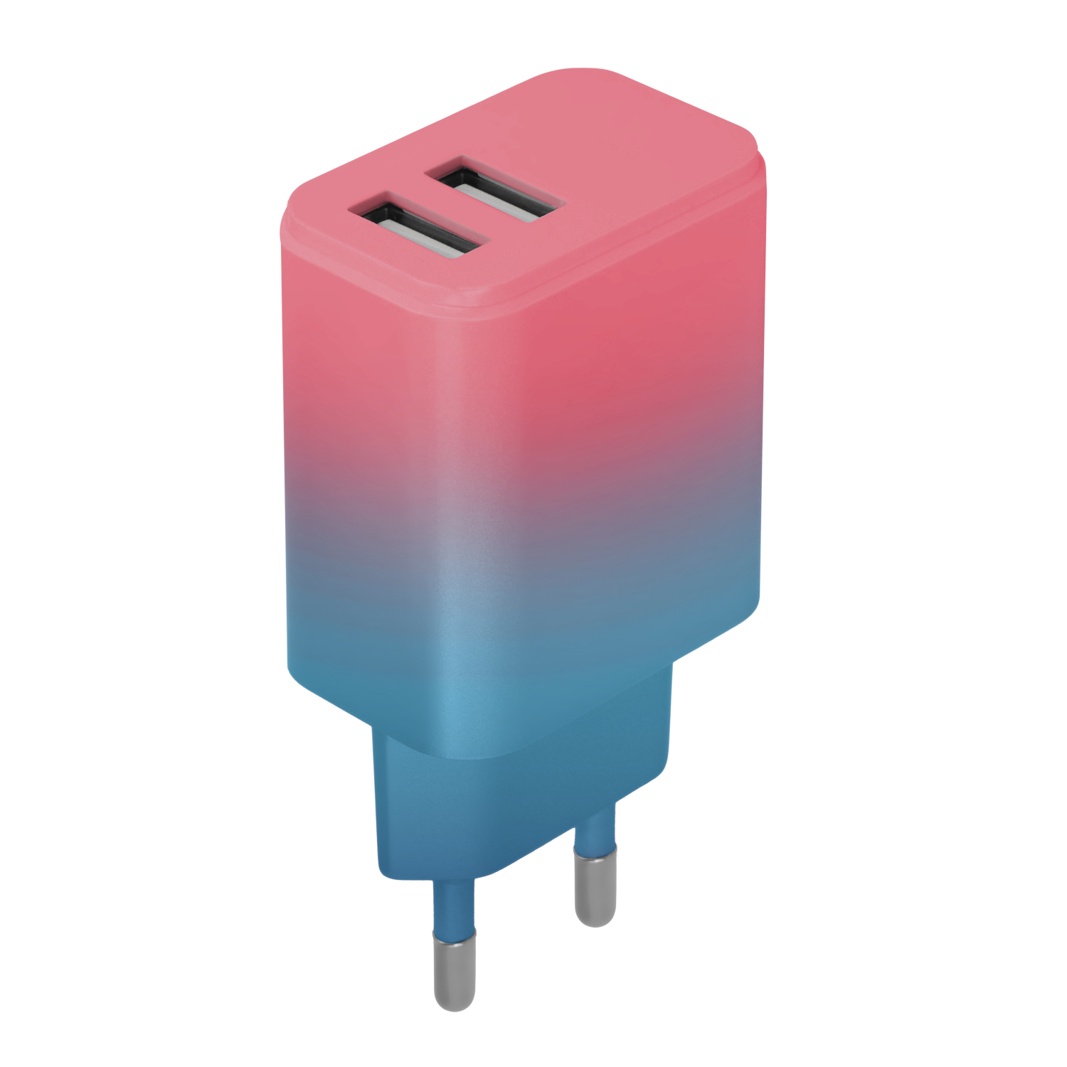 Setty laturi 2x USB 18W LSIG-AA-20 pinkki-turkoosi liukuväri