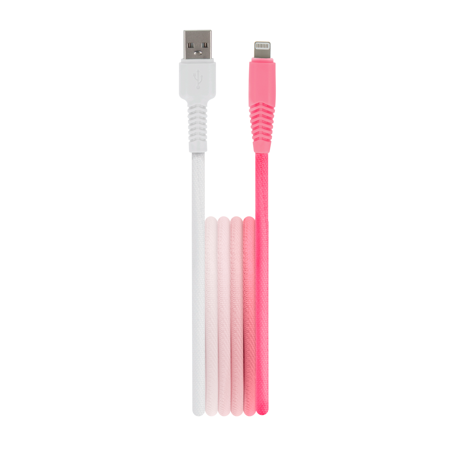 Setty USB - Lightning -kaapeli 1,5 m 2,4A KGA-L-1.52420 valkoinen-pinkki liukuväri