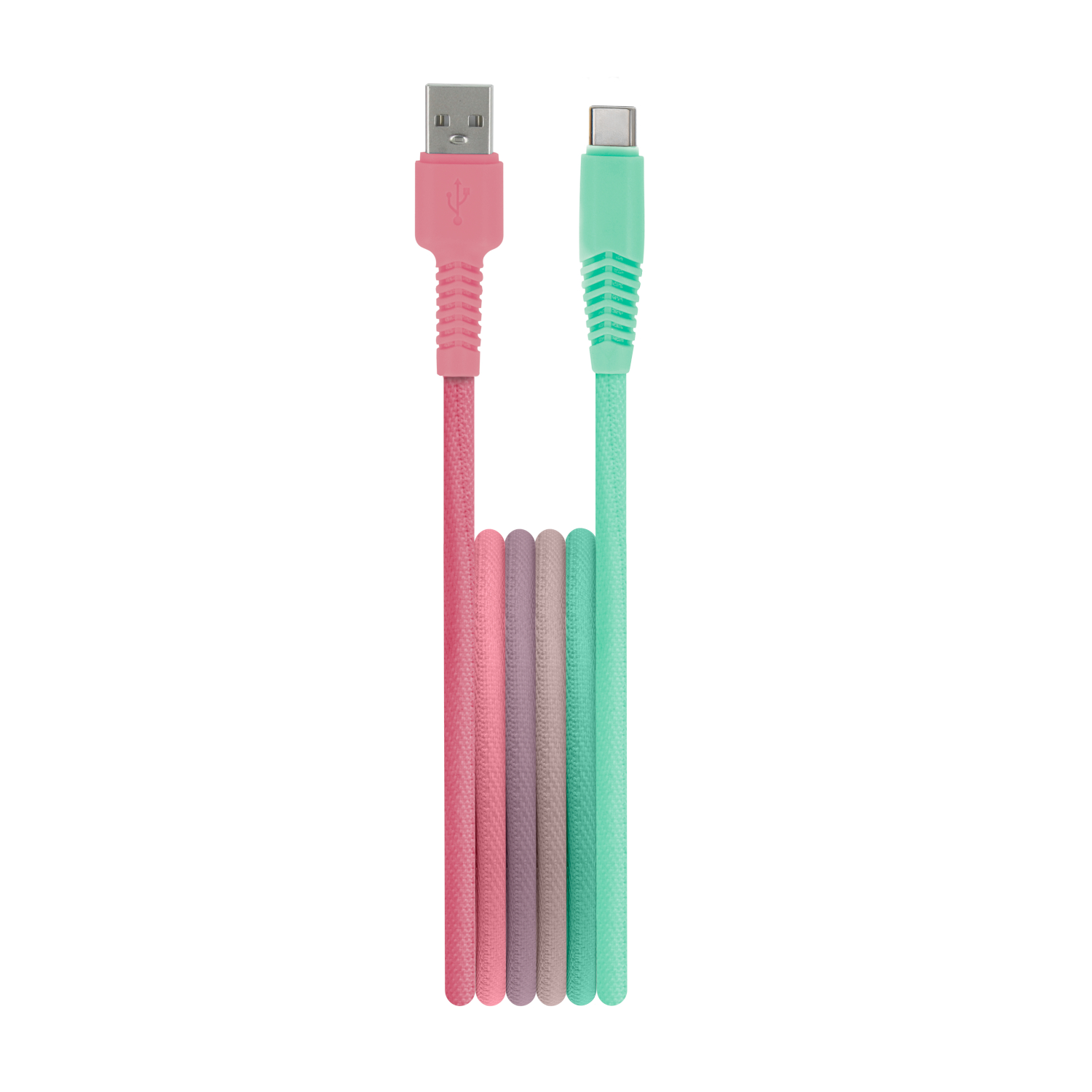 Setty USB - USB-C -kaapeli 1,5 m 3A KGA-C-1.5320 turkoosi-pinkki liukuväri