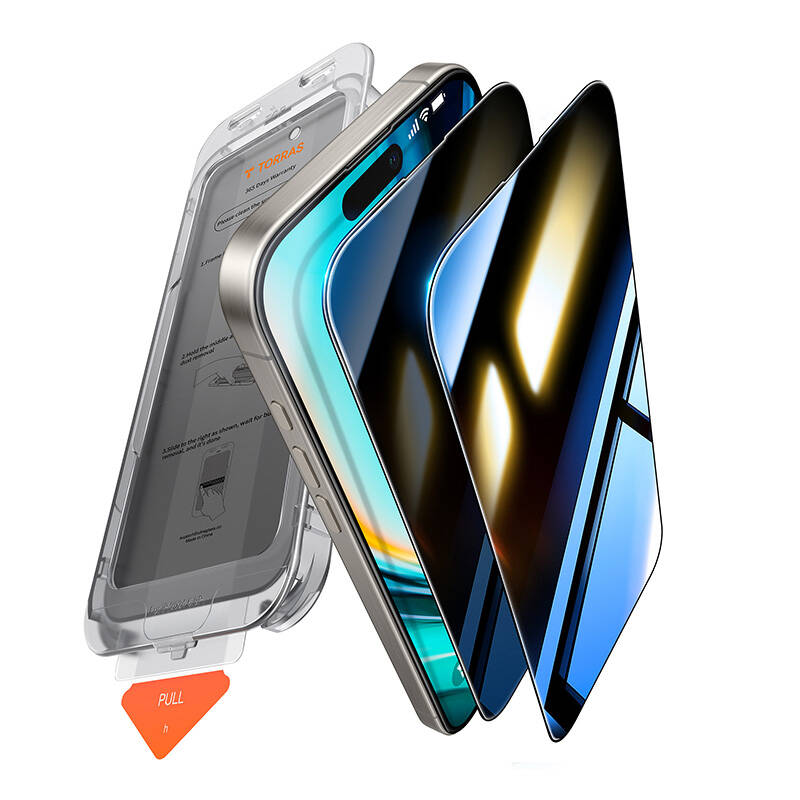 Torras Asenna Master Privacy Glass iPhone 16 Plus -puhelimelle
