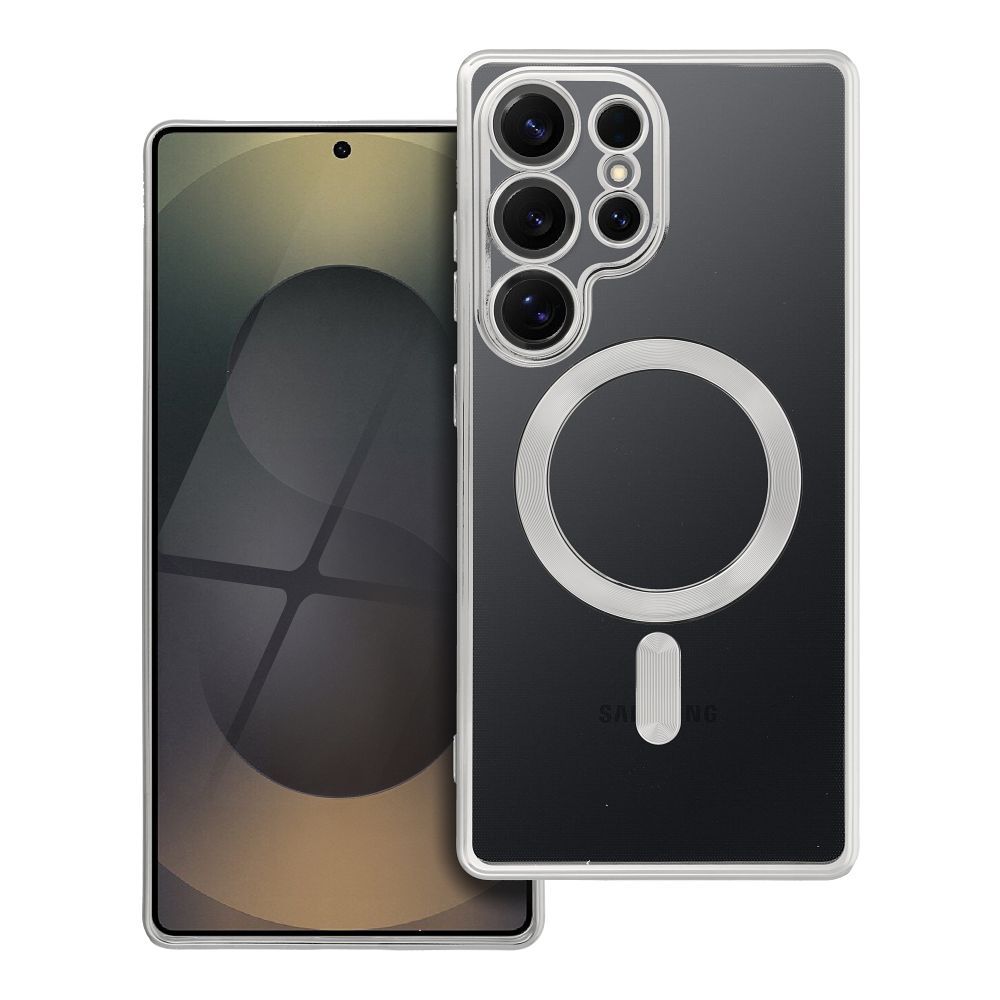 Electro Mag Suojakuori Samsung S25 ULTRA:lle yhteensopiva MagSafen kanssa hopeinen