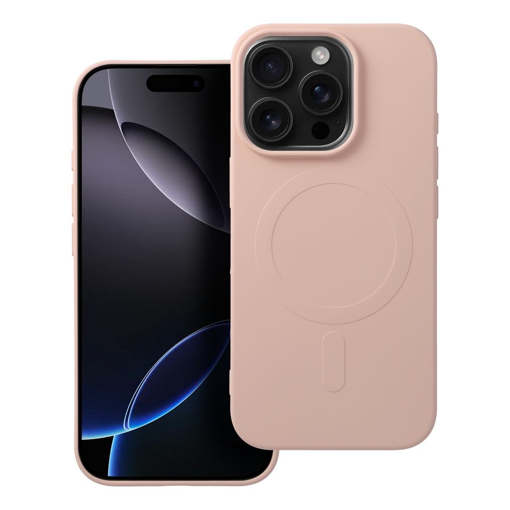 Silikoninen Mag Cover iPhone 16 PRO:lle yhteensopiva MagSafen kanssa (iso reikä) vaaleanpunainen