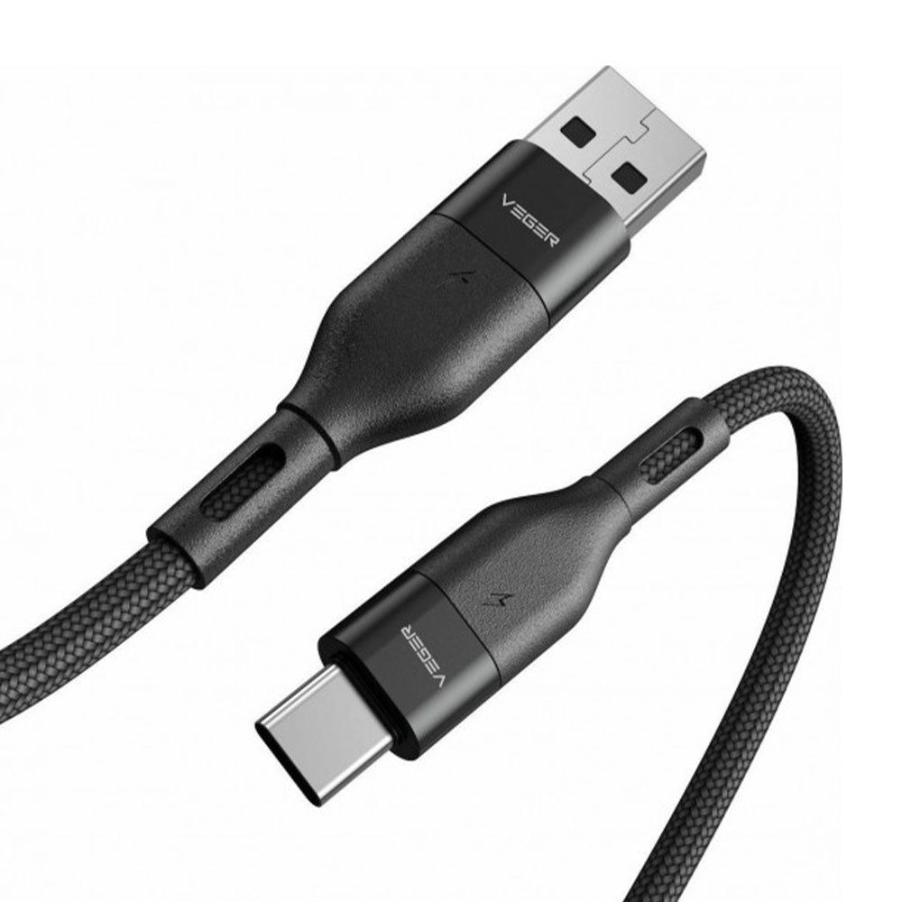 Kaapeli USB A - Type C VEGER PD 5A 100W AC03 1,2 m musta