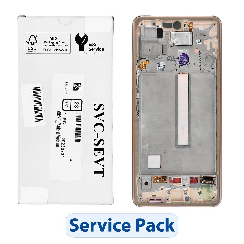 ServicePack LCD-näyttö SAMSUNG A53 5G A536B GH82-28024D kultainen